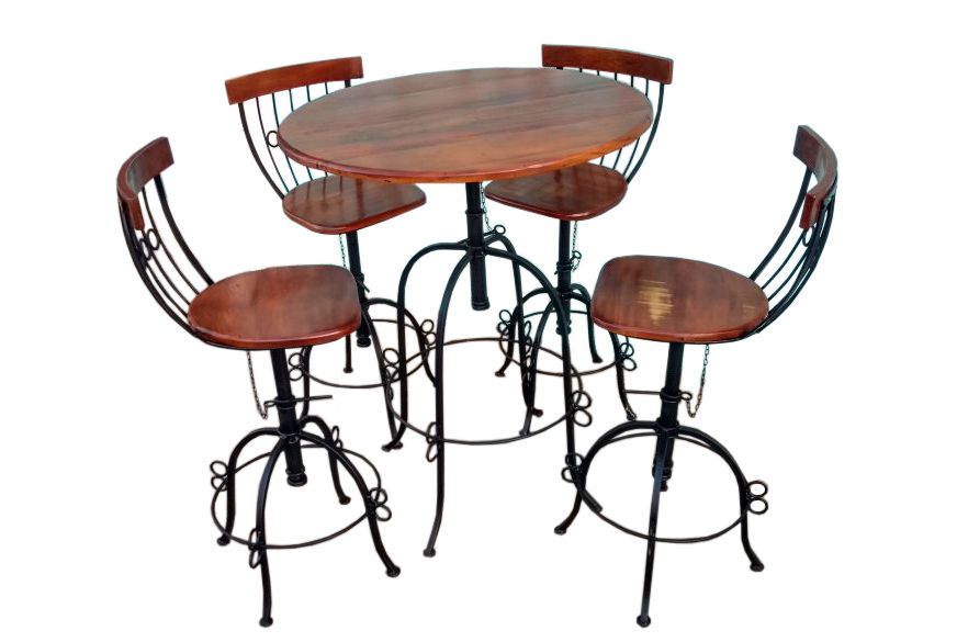 GRD 2547 jogo mesa giratoria ferro madeira